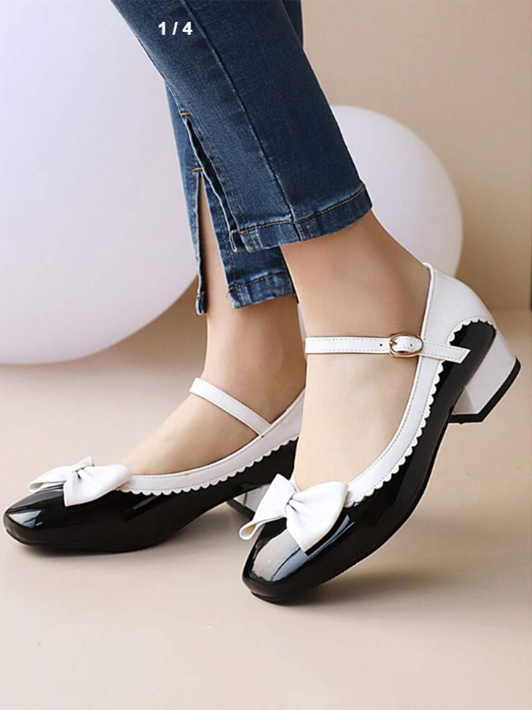 Shoetopia Shoetopia Girls Round Toe Block Bows Mary Janes Heels