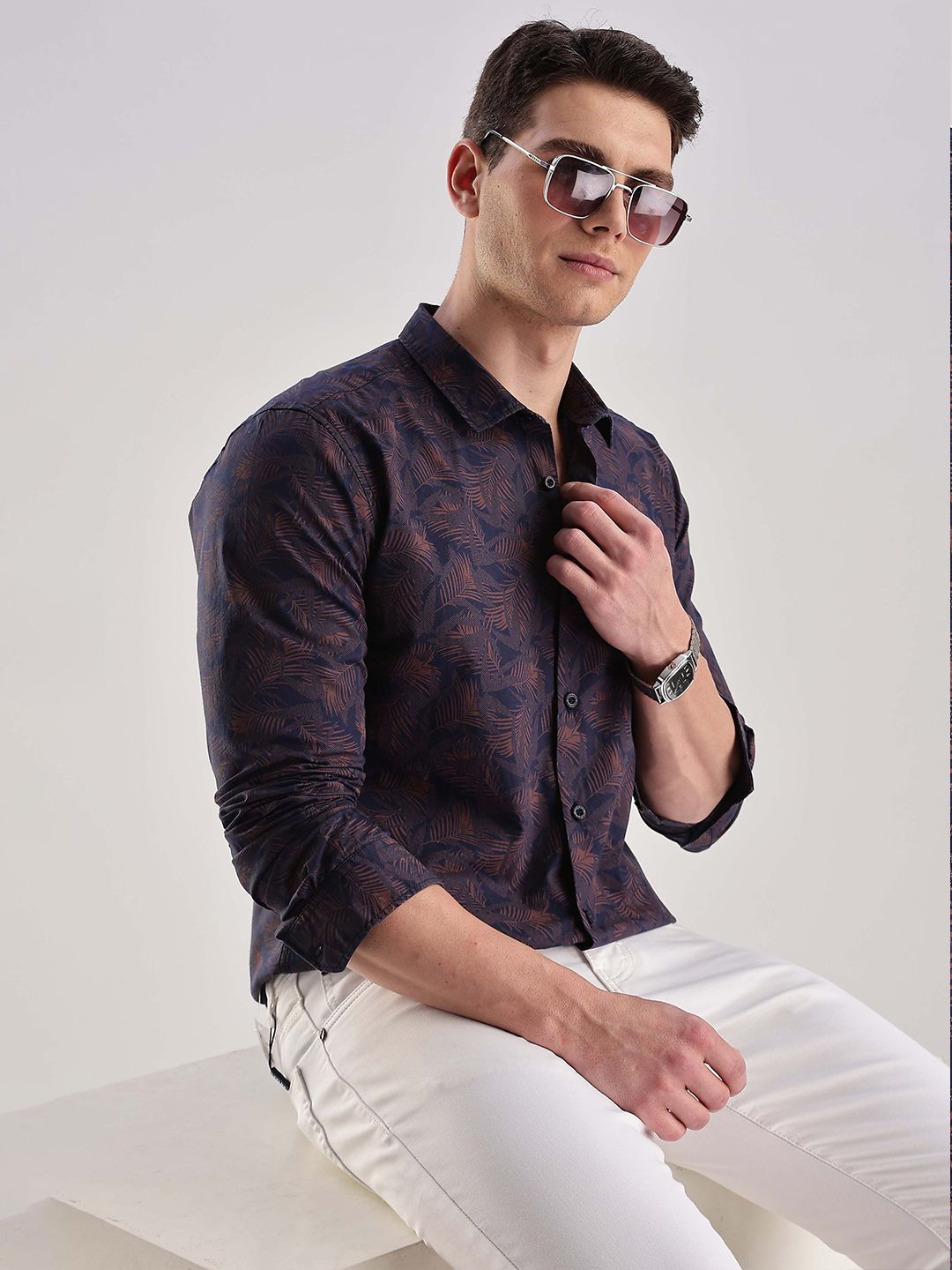 HERE&NOW Men Slim Fit Opaque Striped Casual Shirt
