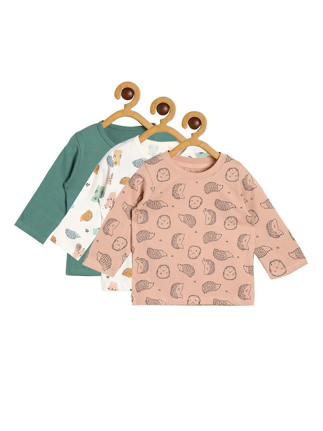 MINI KLUB Infant Boys Pack Of 3 Printed Pure Cotton Front Open Jhabla