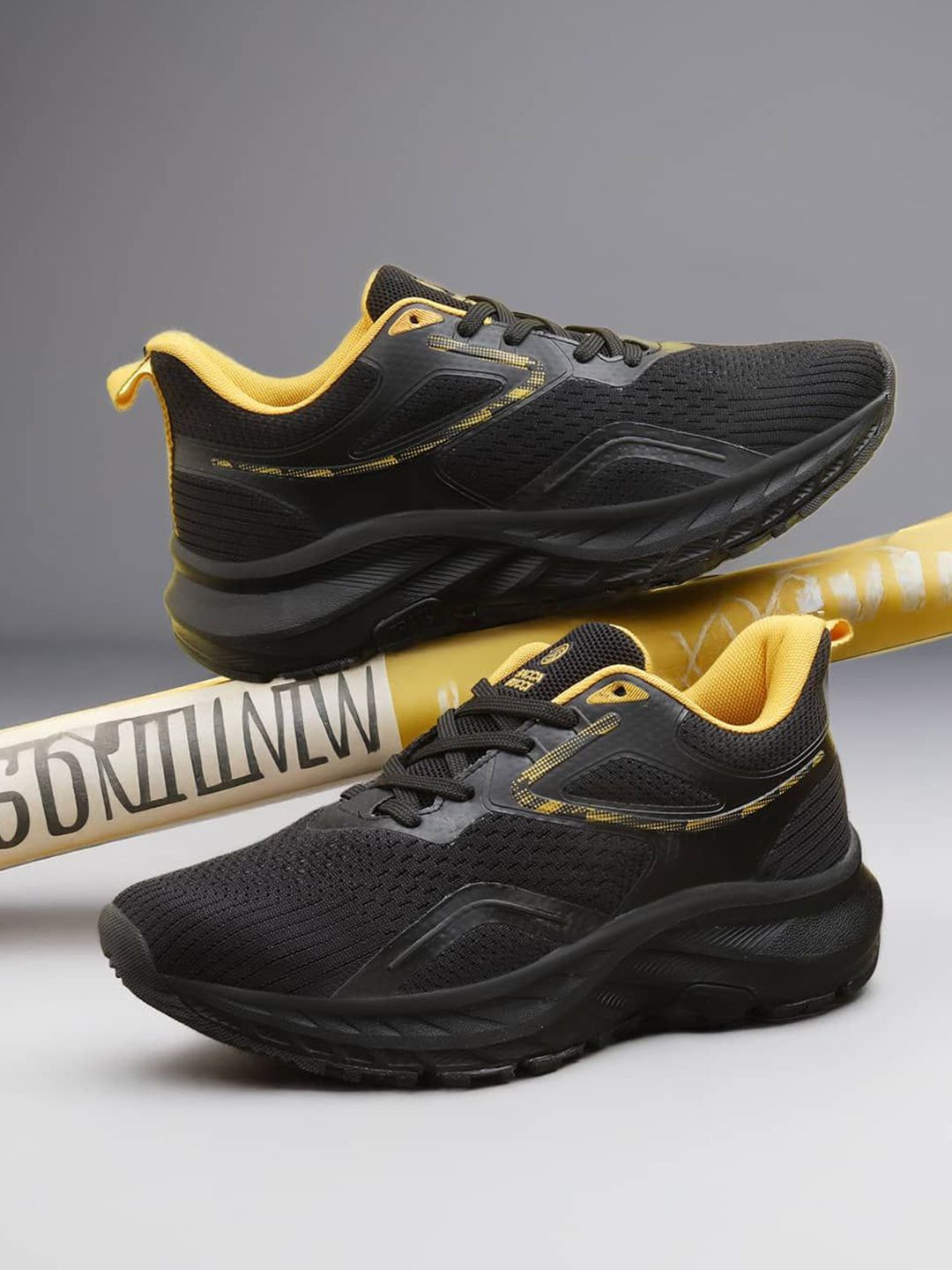 bacca bucci Stratos Athleisure Black Mesh Running Shoes