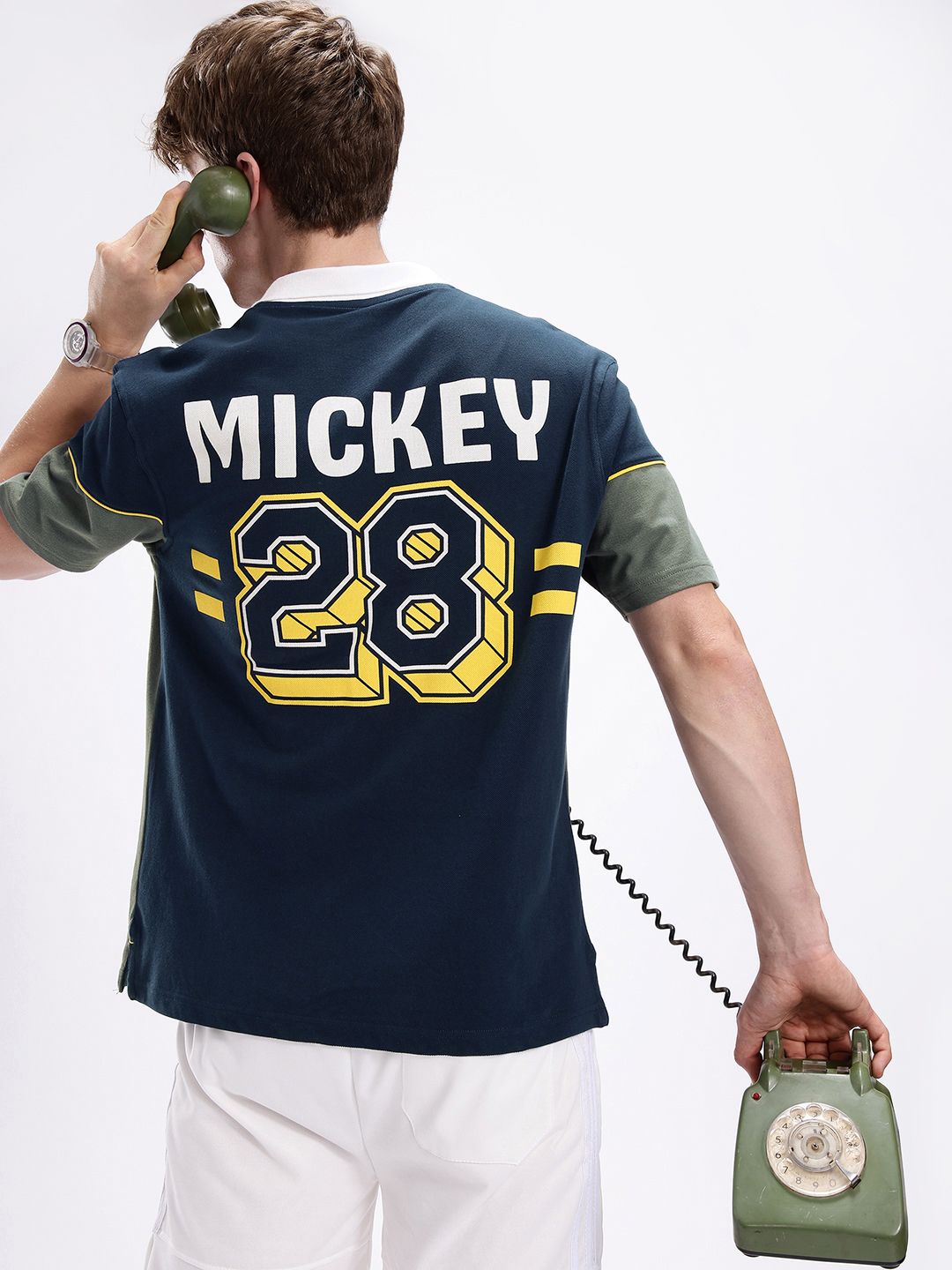 Kook N Keech Disney Men Mickey Mouse Printed Oversized Polo Collar T-shirt