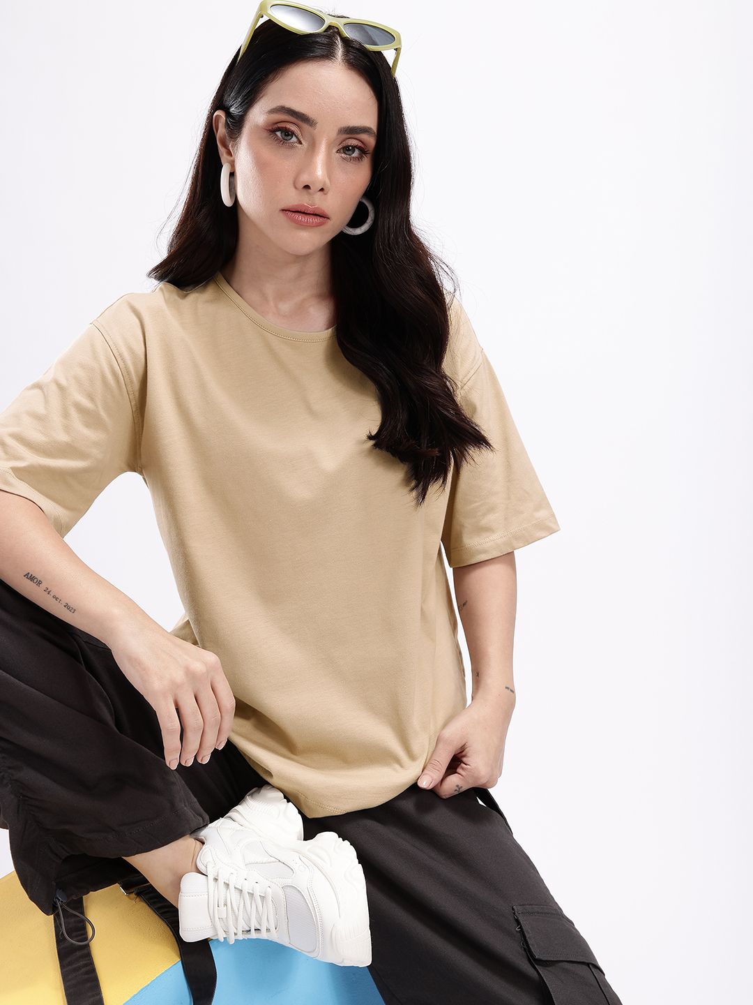 Buy Kook N Keech Drop-Shoulder Sleeves Oversized Pure Cotton T