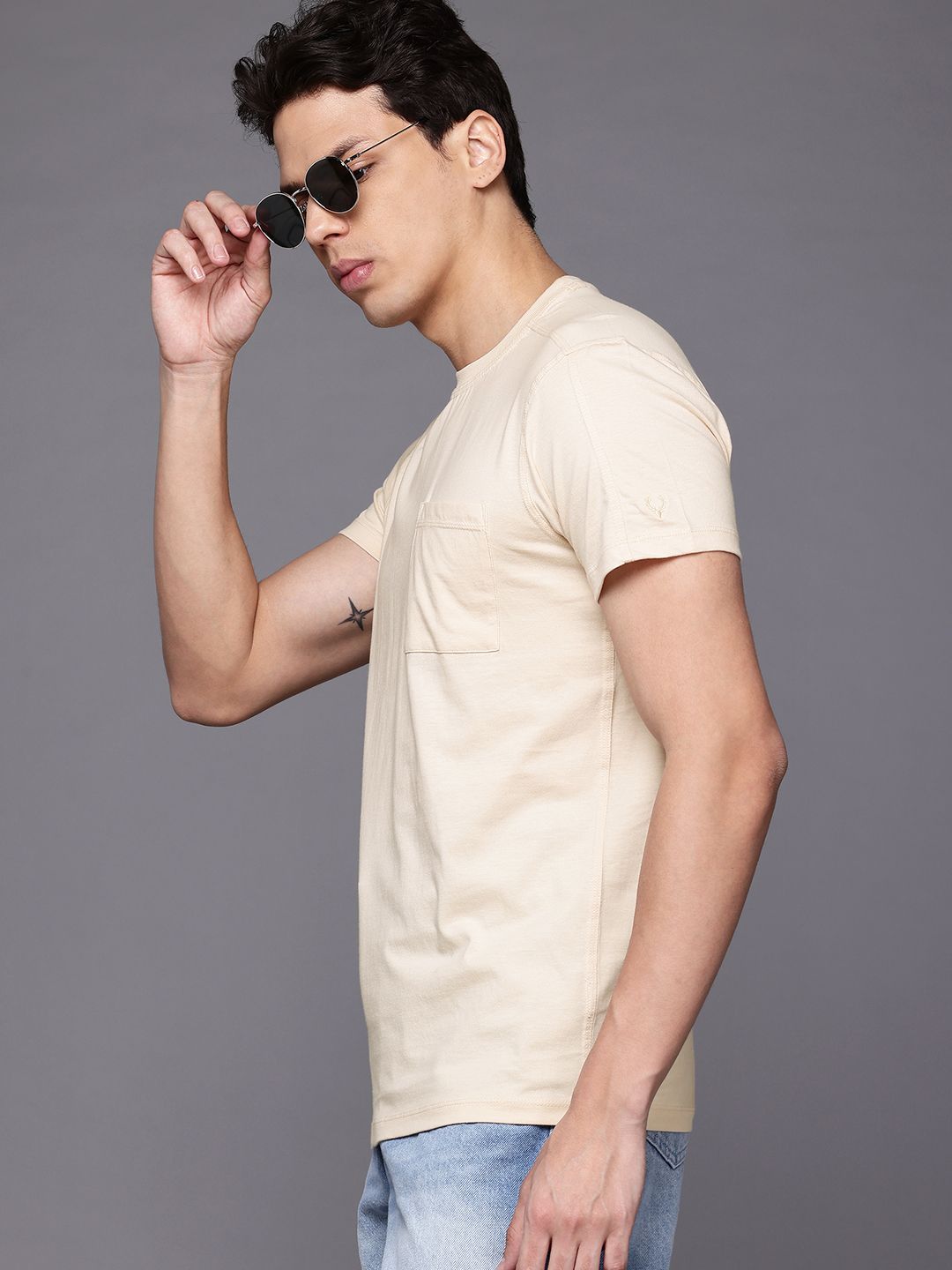 Allen Solly Slim Fit Pure Cotton T-shirt with Pocket Detail