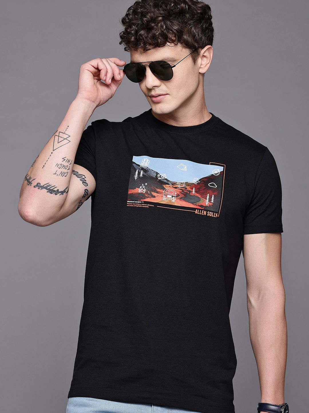 Allen Solly Graphic Printed Slim Fit Pure Cotton T-shirt