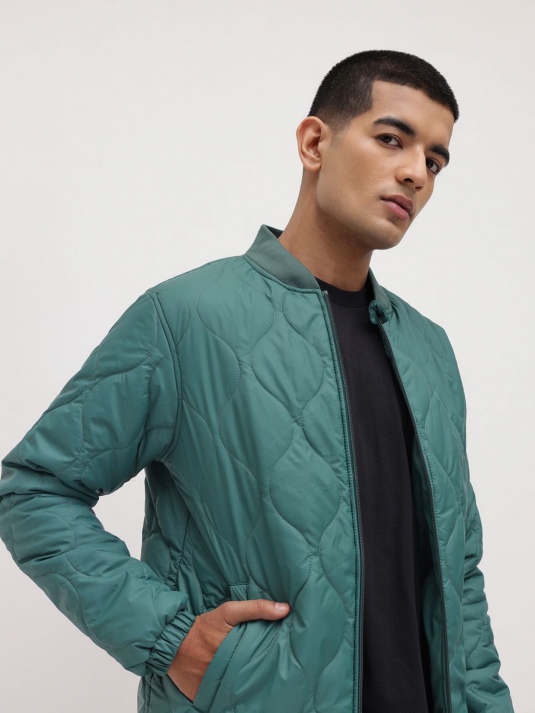 The Roadster Life Co. Stand Collar Regular Fit Quilted Jacket