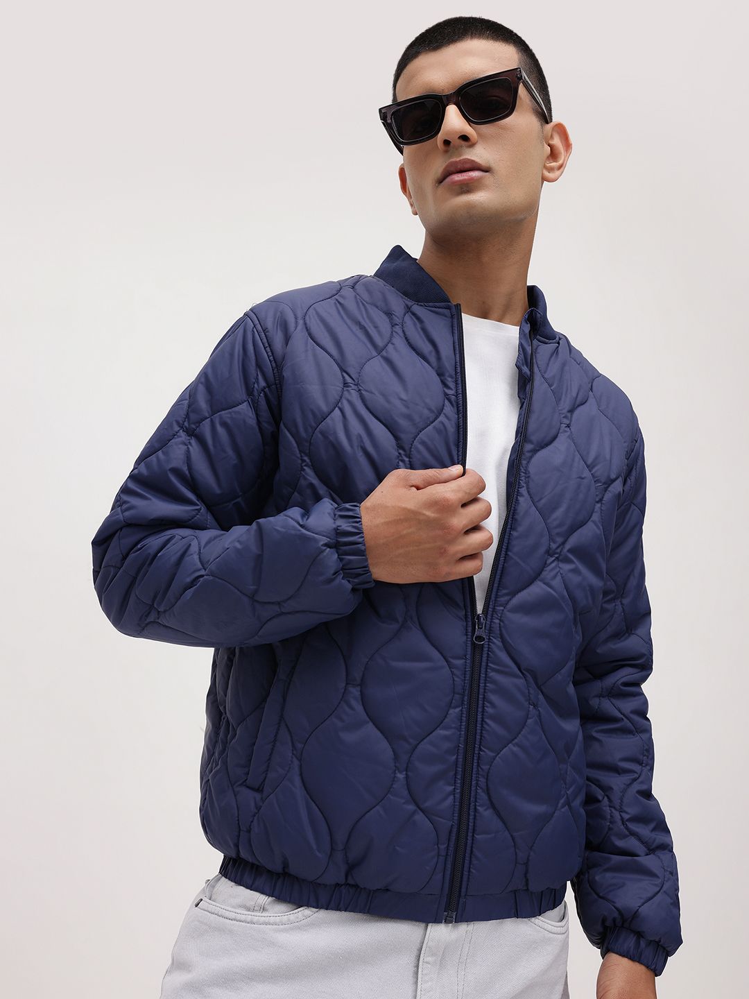 The Roadster Life Co. Stand Collar Regular Fit Quilted Jacket