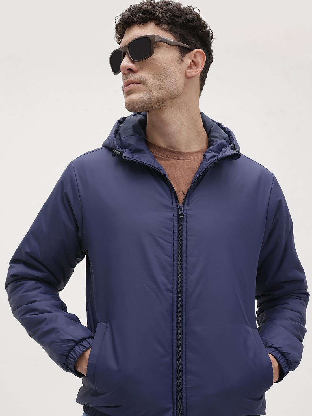The Roadster Life Co. Men Solid Hooded Bomber Jacket