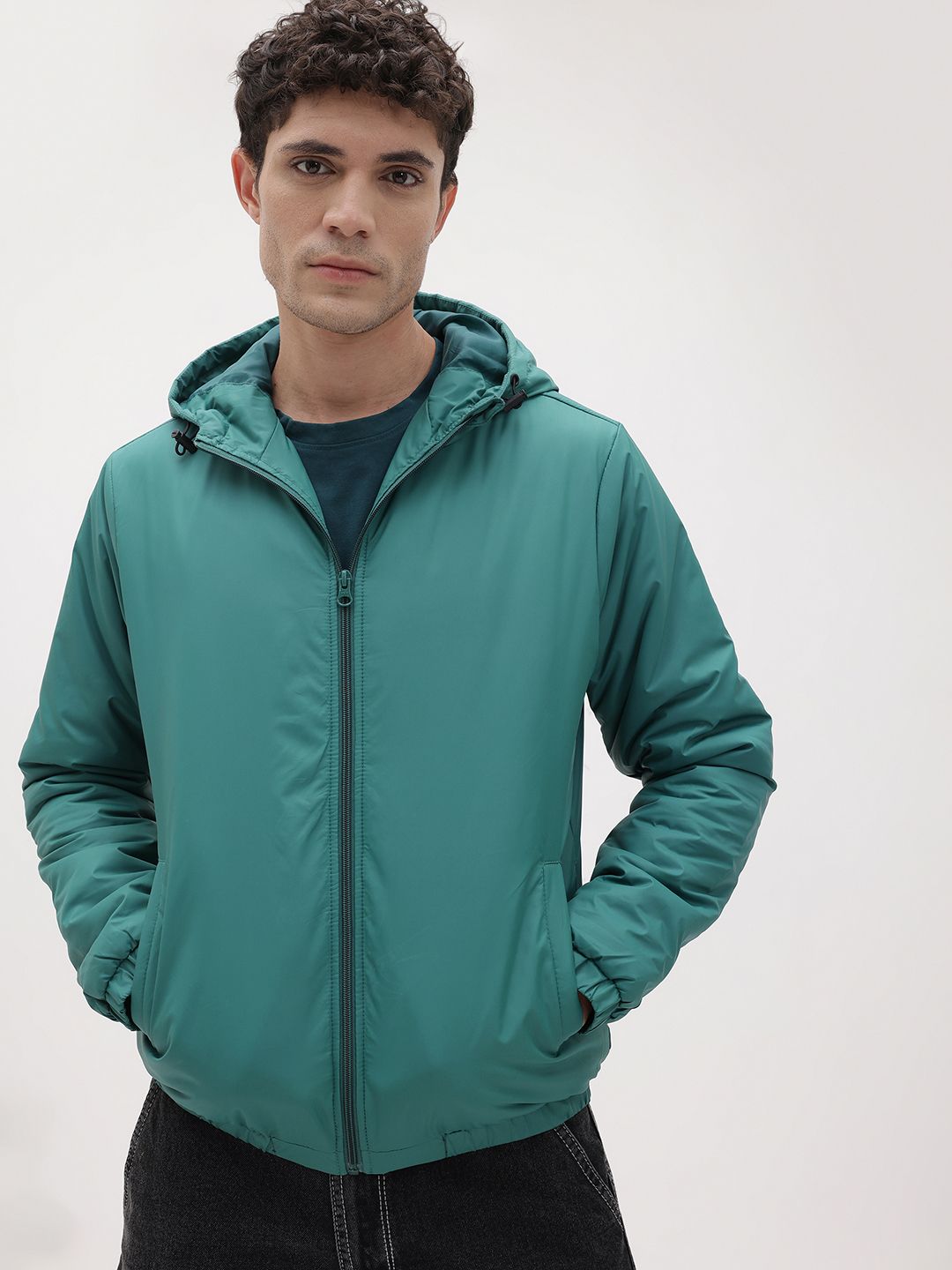 The Roadster Life Co. Typography Printed Hooded Bomber Jacket