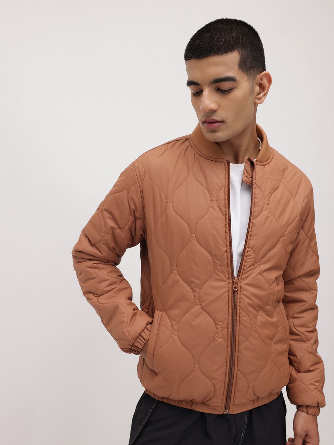 The Roadster Life Co. Stand Collar Regular Fit Quilted Jacket
