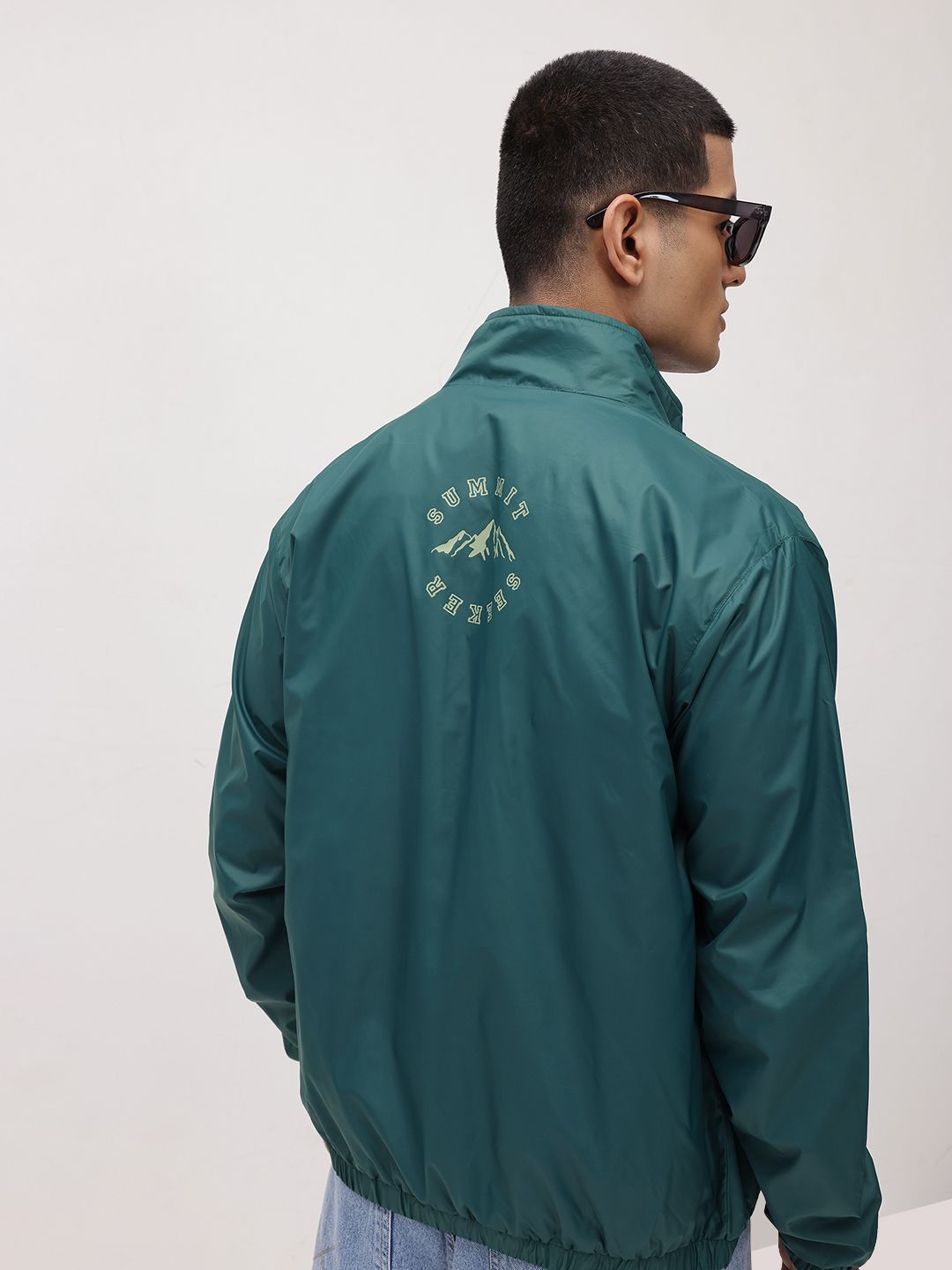 The Roadster Life Co. Typography Print Detail Mock Collar Bomber Jacket