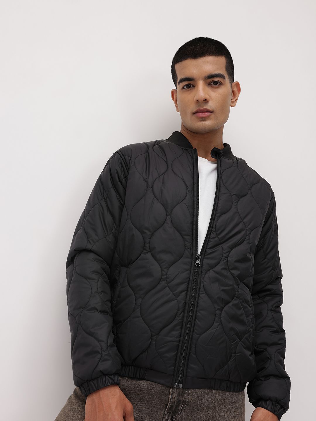 The Roadster Life Co. Stand Collar Regular Fit Quilted Jacket