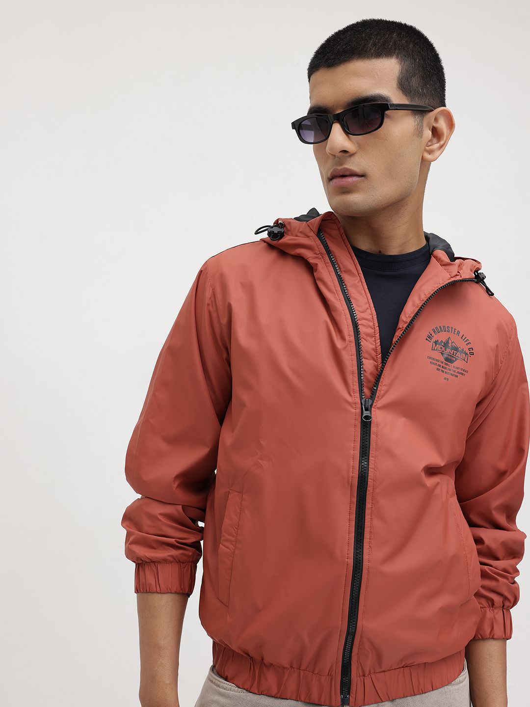 Roadster The Roaster Life Co. Brand Logo Detail Hooded Bomber Jacket