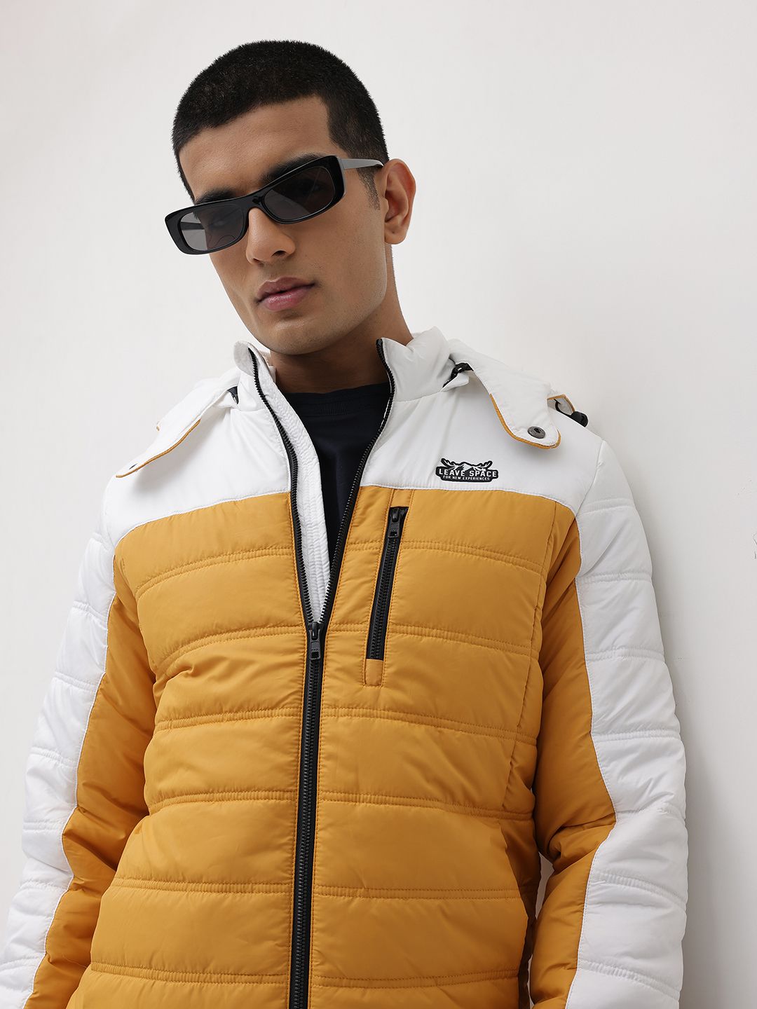 The Roadster Life Co. Colourblocked Padded Jacket with Detachable Hood