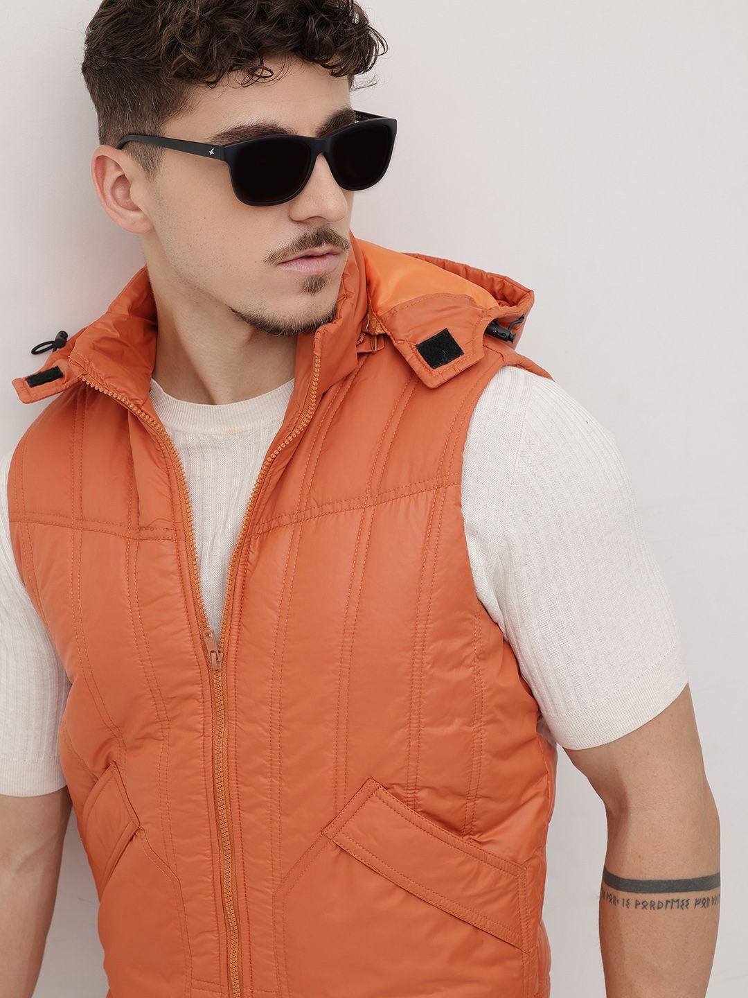 The Roadster Life Co. Mock Collar Gilet With Detachable Hood