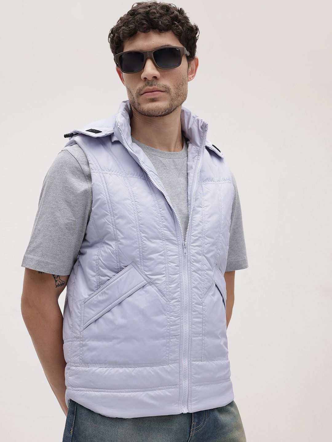 The Roadster Life Co. Hooded Sleeveless Padded Jacket