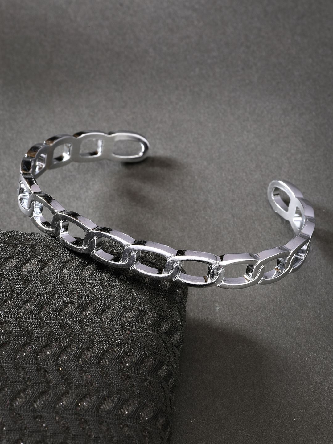 Roadster Men Silver-Plated Metal Cuff Bracelet