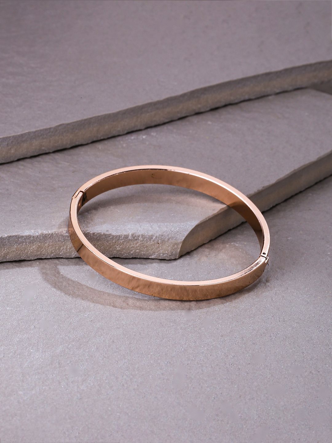 Roadster Men Rose Gold Metal Interlock Kada Bracelet
