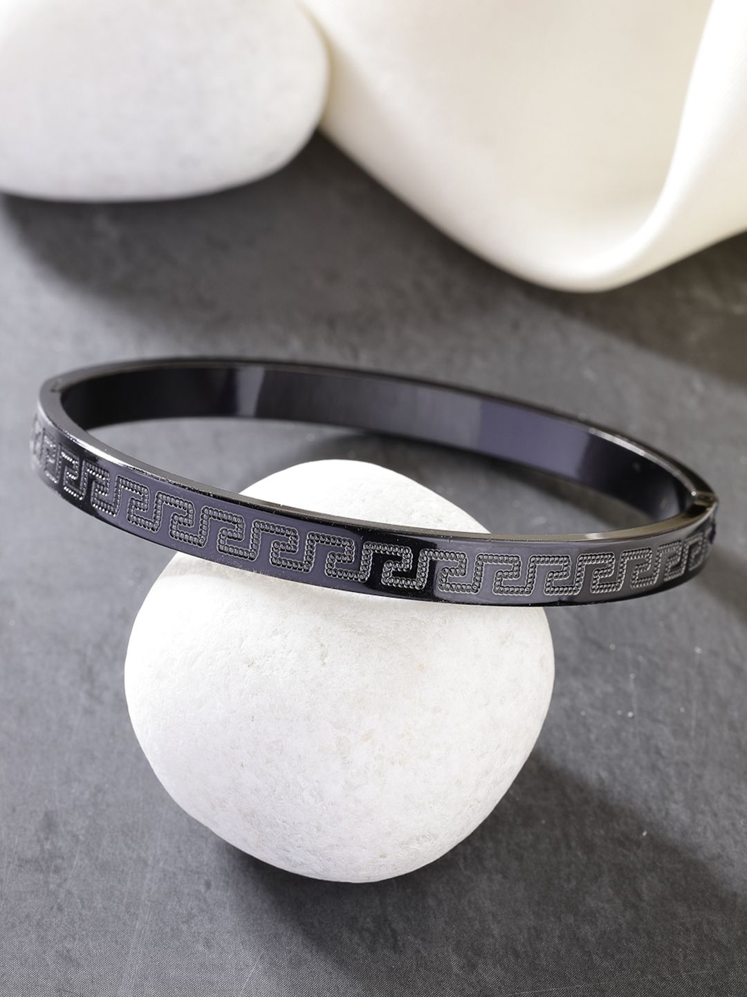 The Roadster Lifestyle Co Men Rhodium-Plated Kada Bracelet