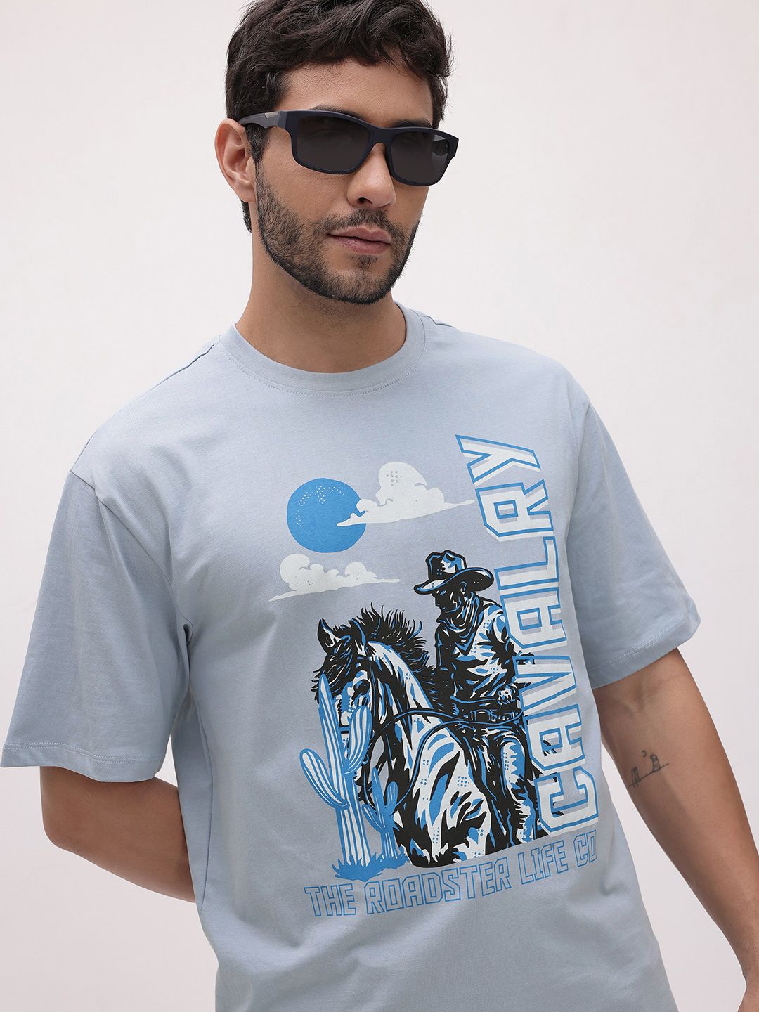 The Roadster Life Co. Printed Pure Cotton Relaxed Fit T-shirt