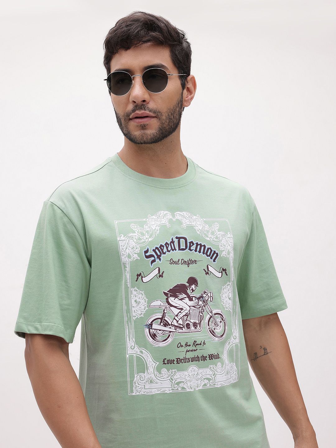 The Roadster Life Co. Printed Pure Cotton Relaxed Fit T-shirt