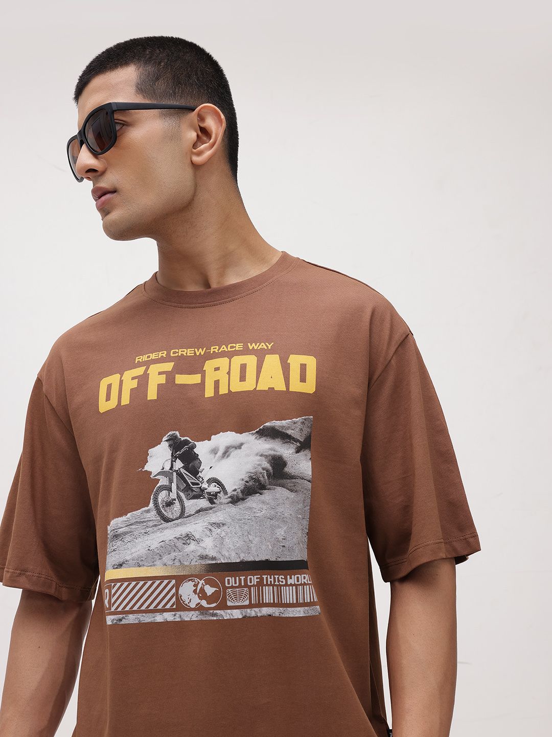 The Roadster Life Co. Typography Printed Pure Cotton Relaxed Fit T-shirt