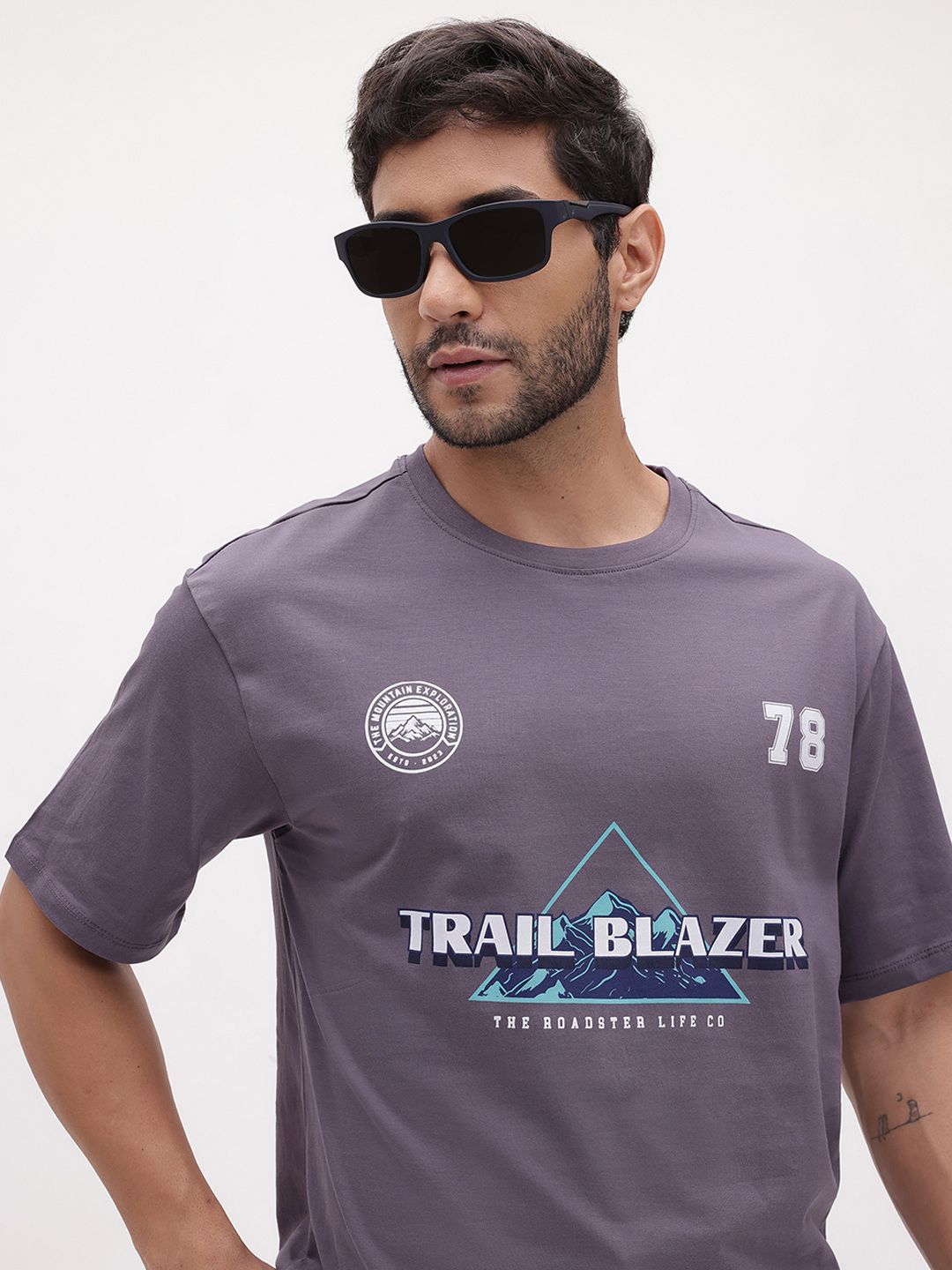 The Roadster Life Co. Typography Printed Pure Cotton Relaxed Fit T-shirt