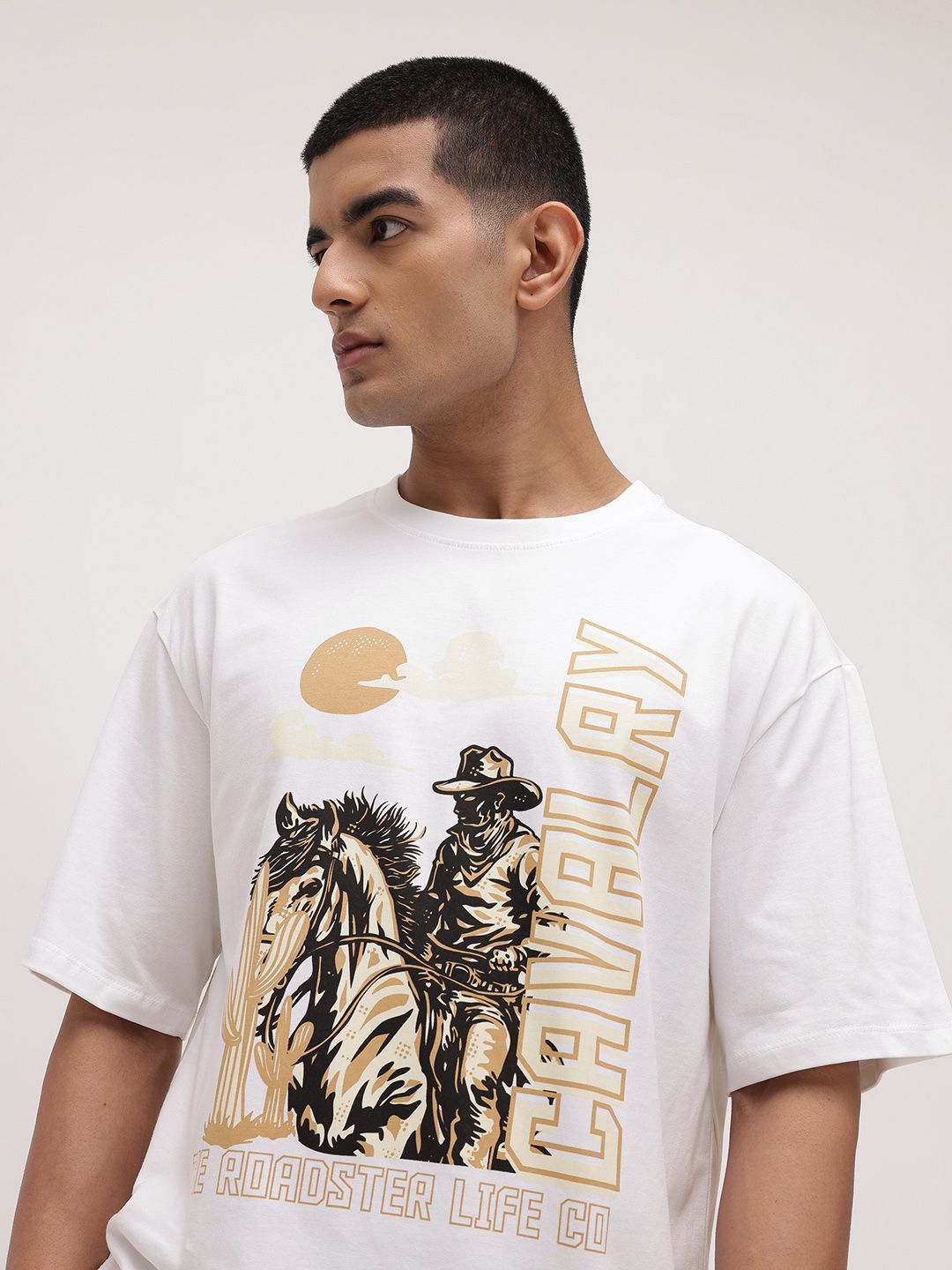 The Roadster Life Co. Printed Relaxed Fit Pure Cotton T-shirt