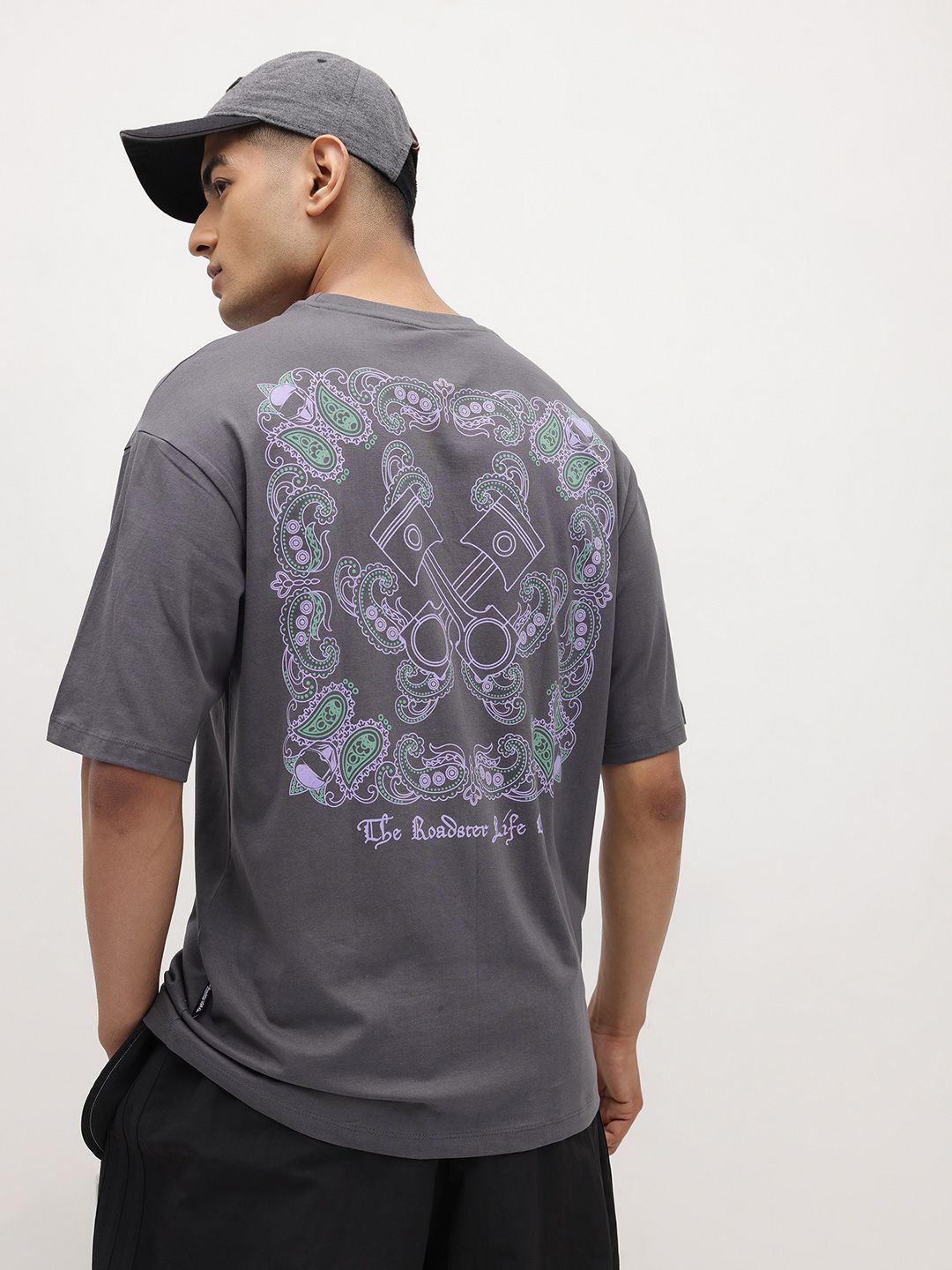 The Roadster Life Co. Paisley Print Pure Cotton Relaxed Fit T-shirt