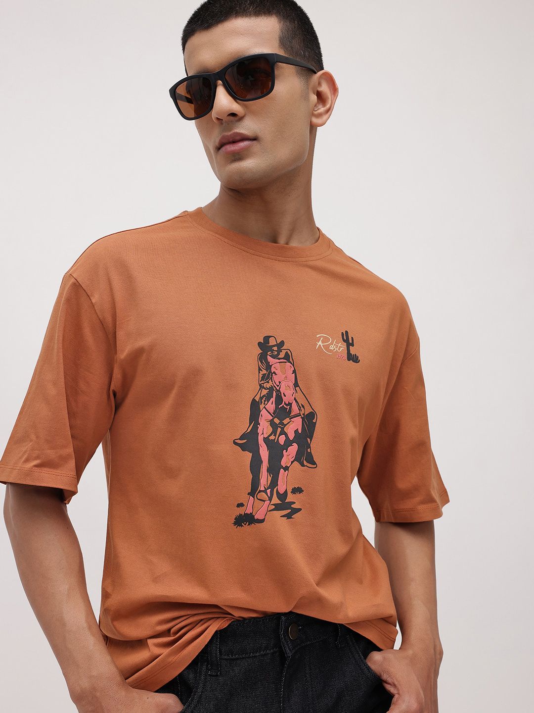 The Roadster Life Co. Printed Relaxed Fit Pure Cotton T-shirt