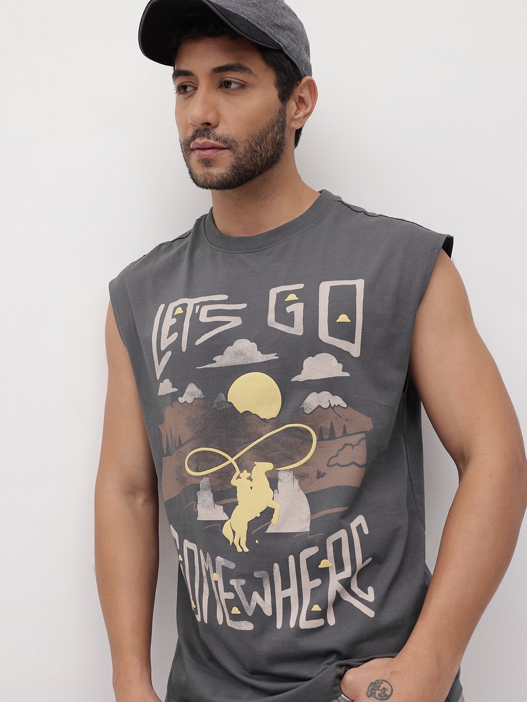 The Roadster Life Co. Printed Pure Cotton Relaxed Fit T-shirt