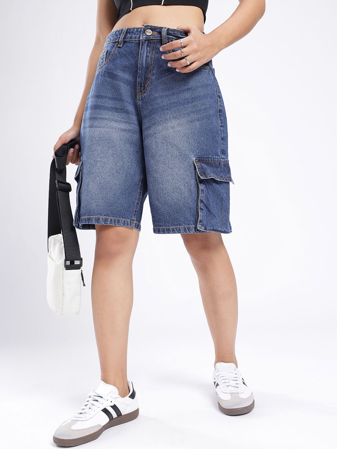 glitchez Women Relaxed Denim Shorts