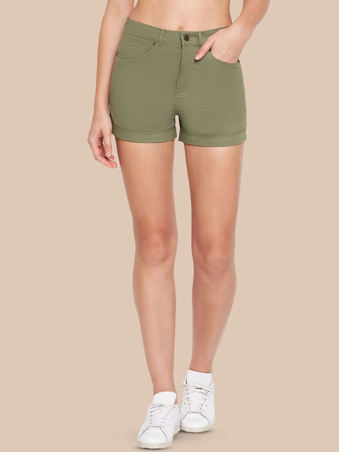 Hypernation Women Slim Fit High-Rise Shorts