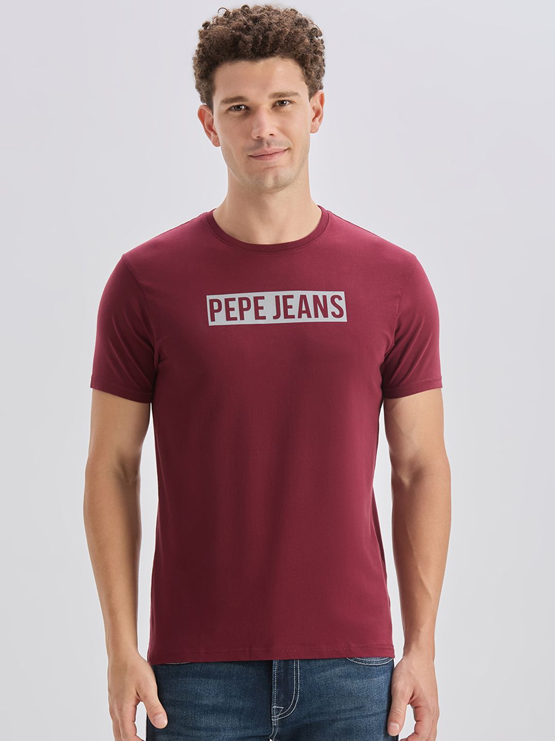 Pepe Jeans Men Brand Logo Printed Slim Fit T-shirt