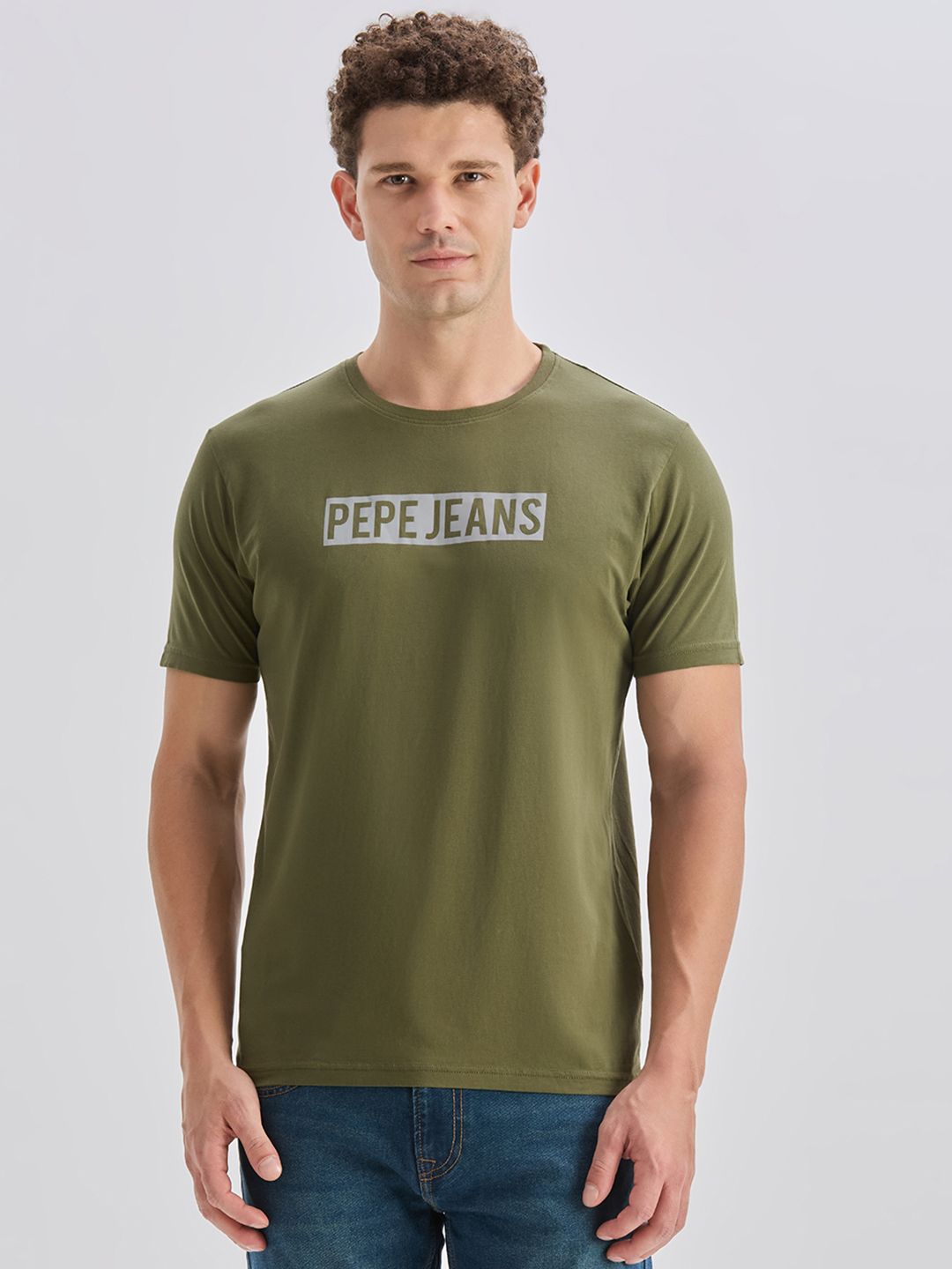 Pepe Jeans Men Brand Logo Printed Slim Fit T-shirt
