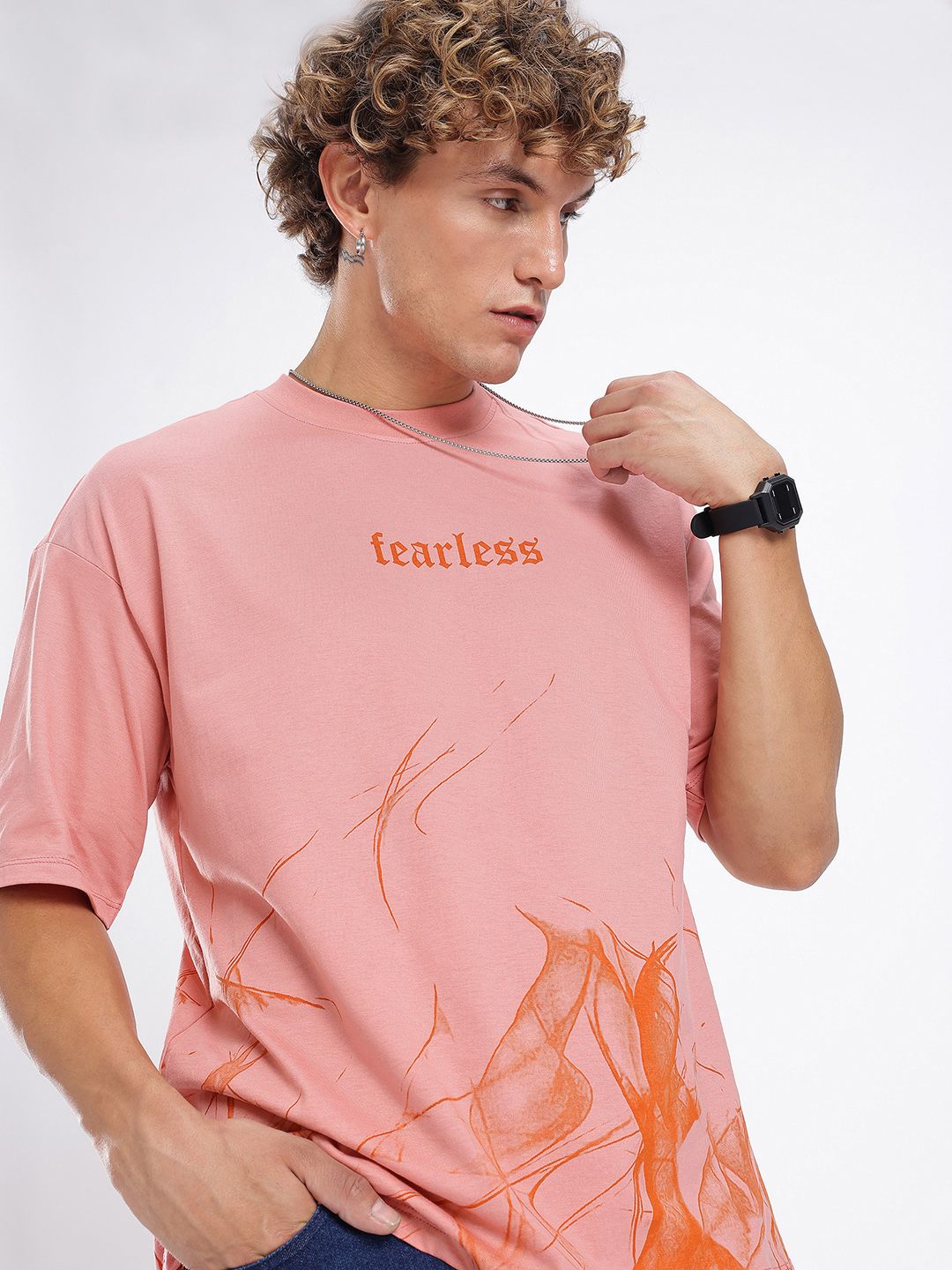 glitchez Oversized Fit Graphic Printed T-shirt