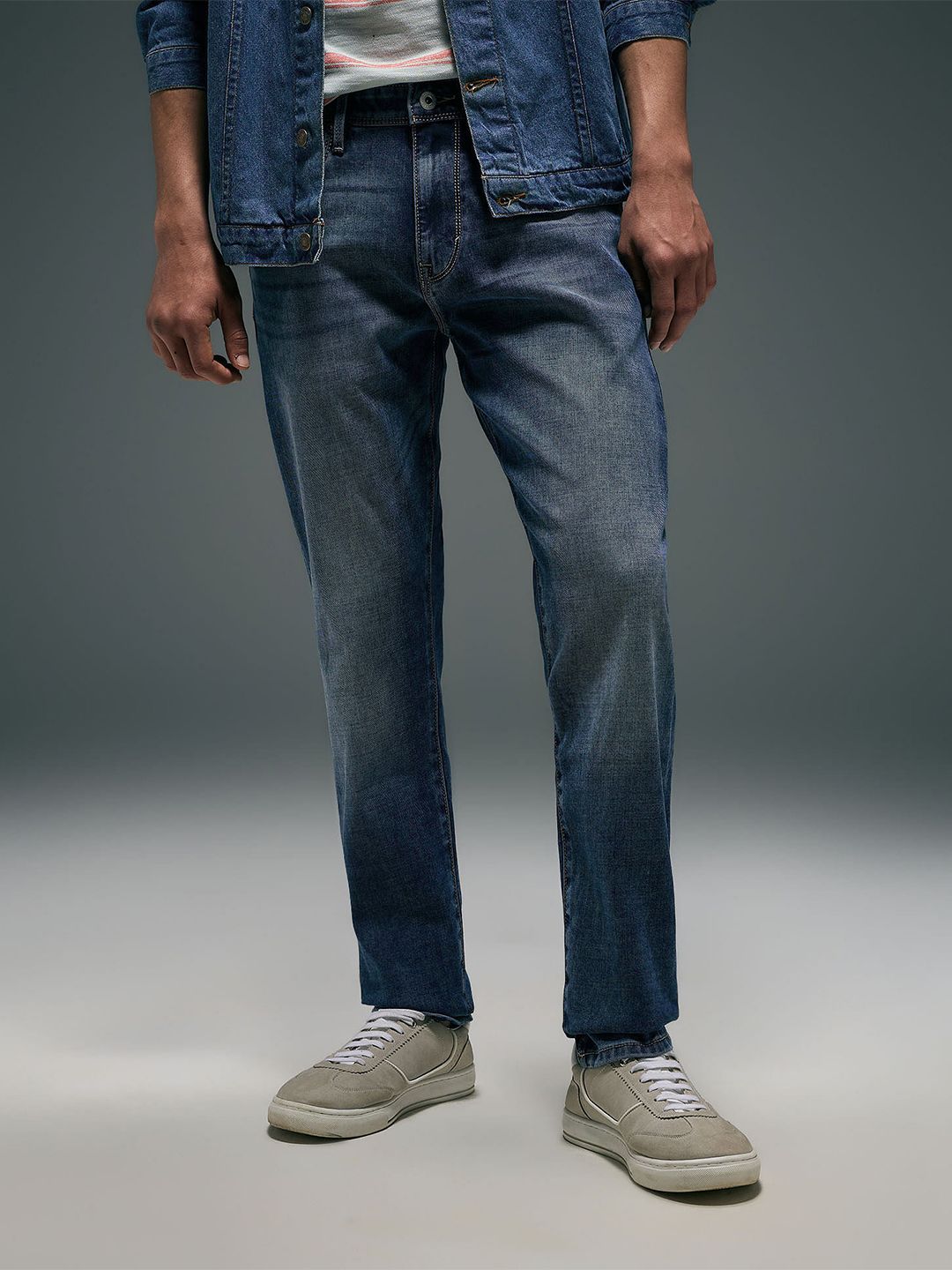 Men Tapered Fit  Jeans Flying Machine Men Tapered Fit Heavy Fade Stretchable Jeans