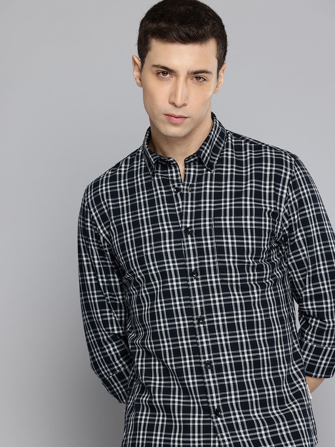 Flying Machine Checked Pure Cotton Casual Shirt