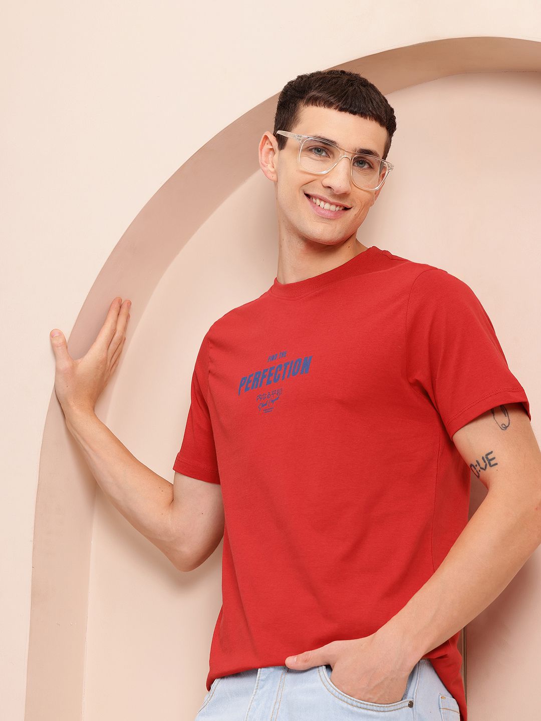 Mast & Harbour Men Typography Printed Pure Cotton T-shirt