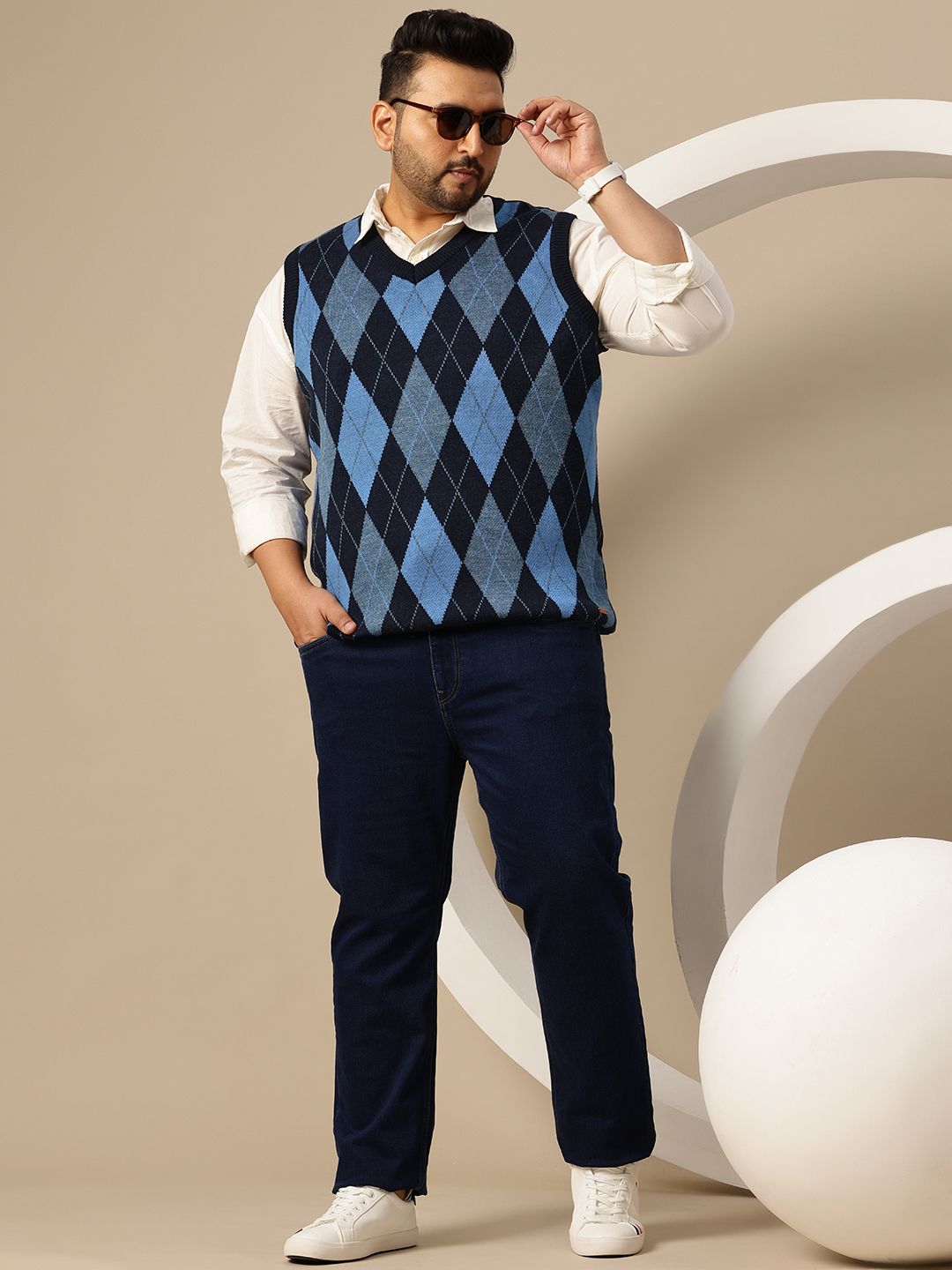 Buy Sztori Plus Size Argyle Sweater Vest - Sweaters for Men