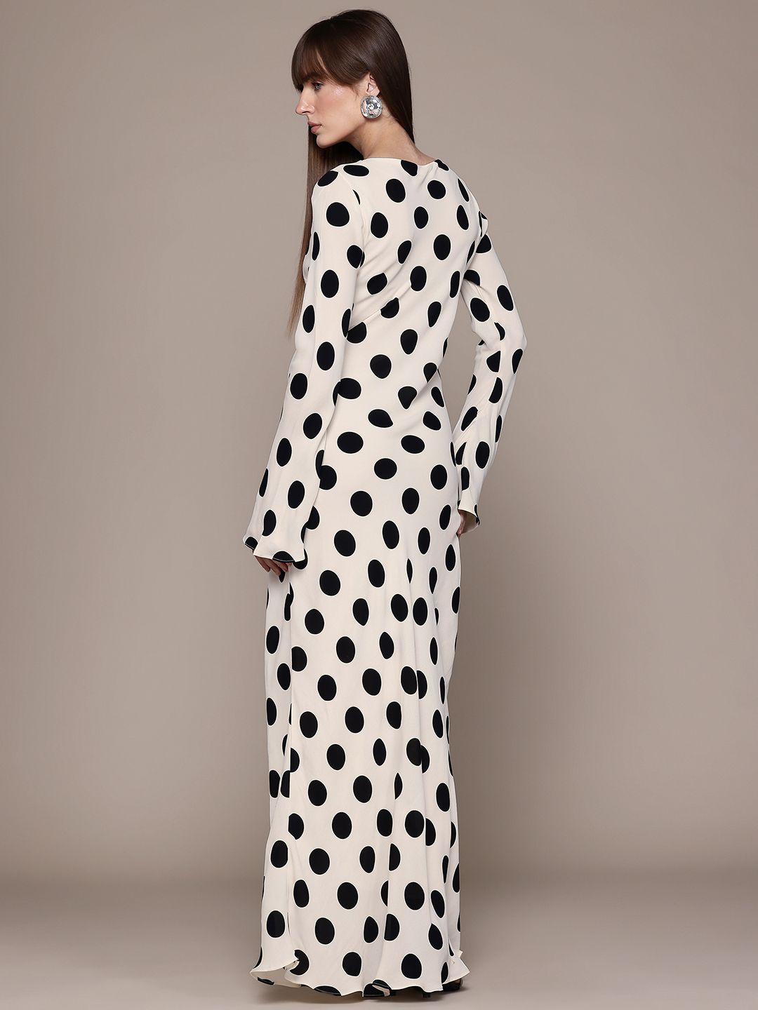 Buy MANGO Polka Dots Print Boat Neck Bell Sleeves Maxi Slip-on Sheath Dress  - Dresses for Women 33178617 | Myntra