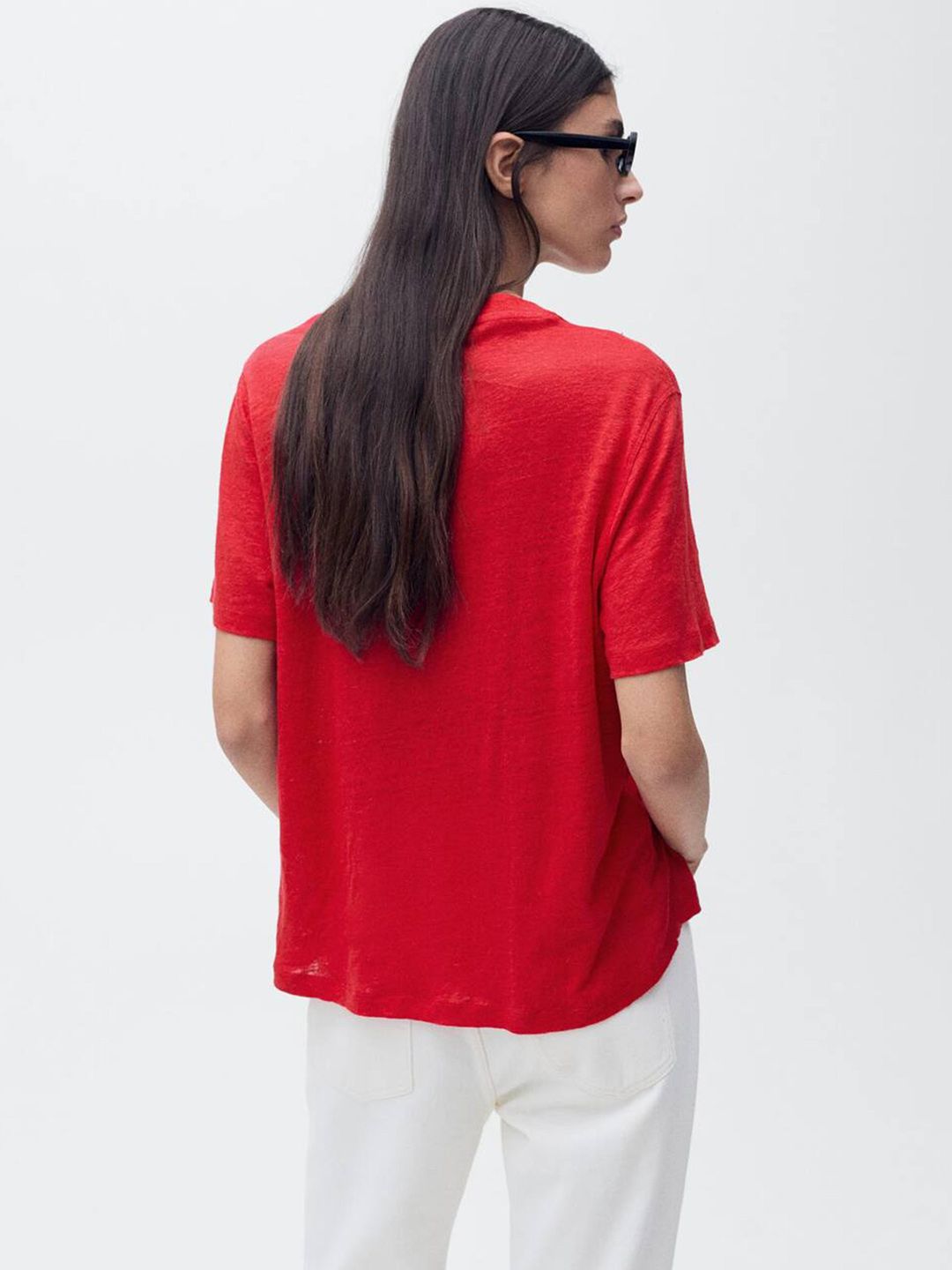 Drop-Shoulder Sleeves Pure Linen T-shirt