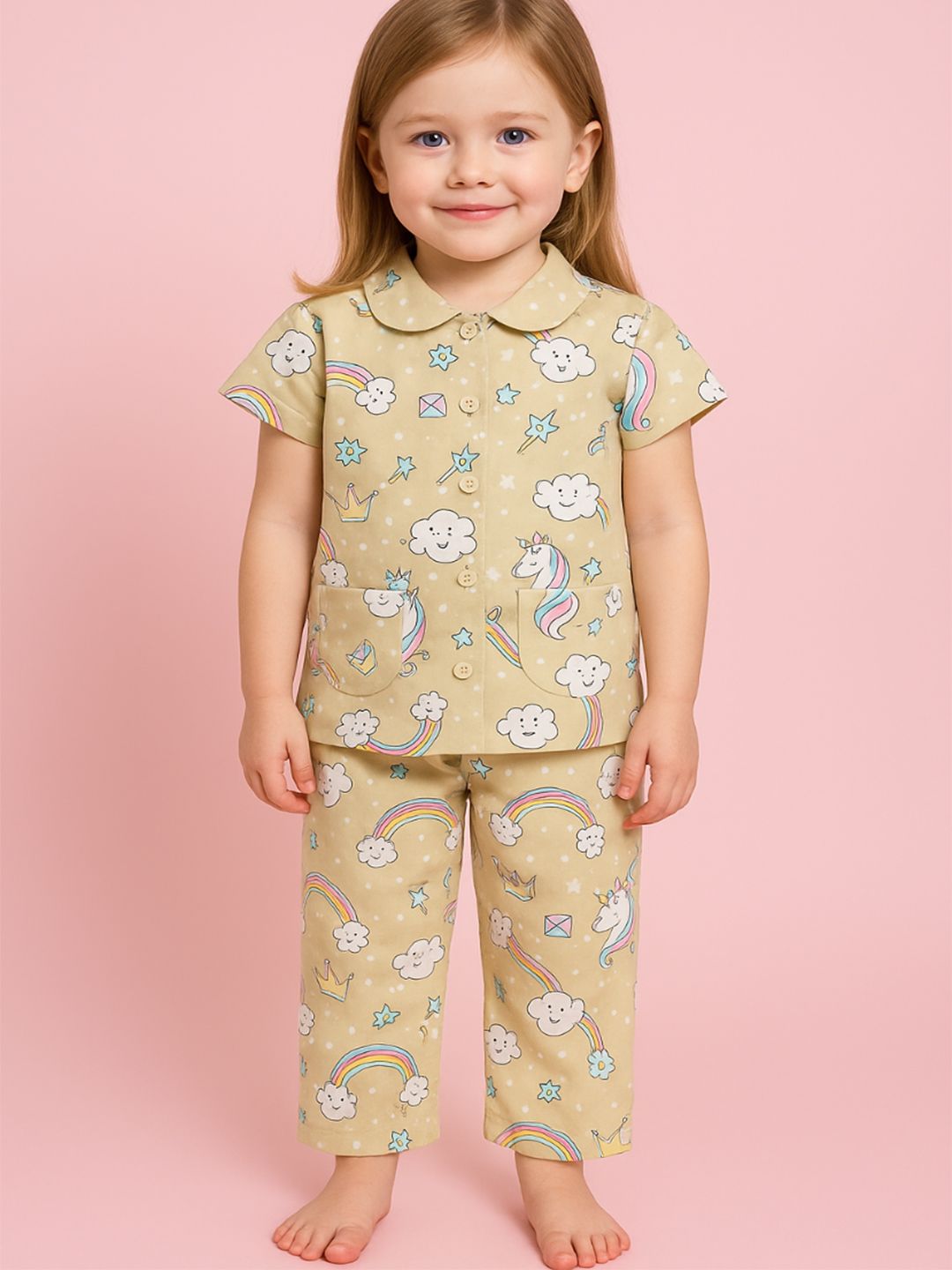 NAUTI KIDZ Pure Woven Cotton Night Suit Set