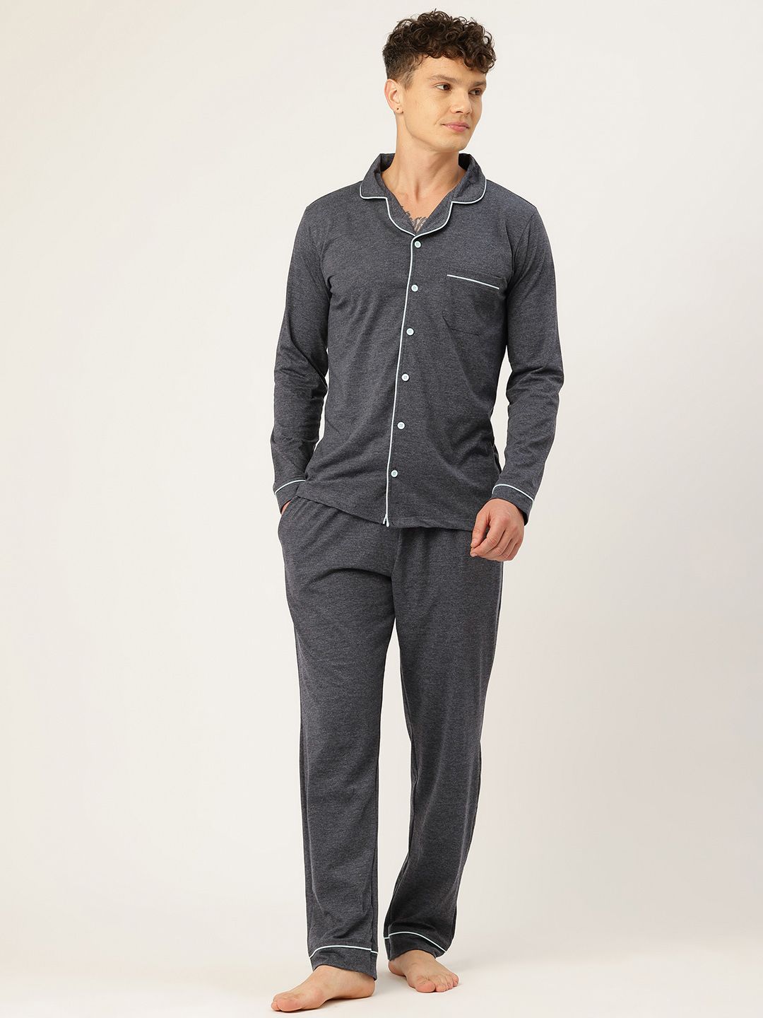 Nite Flite Men Solid Night suit