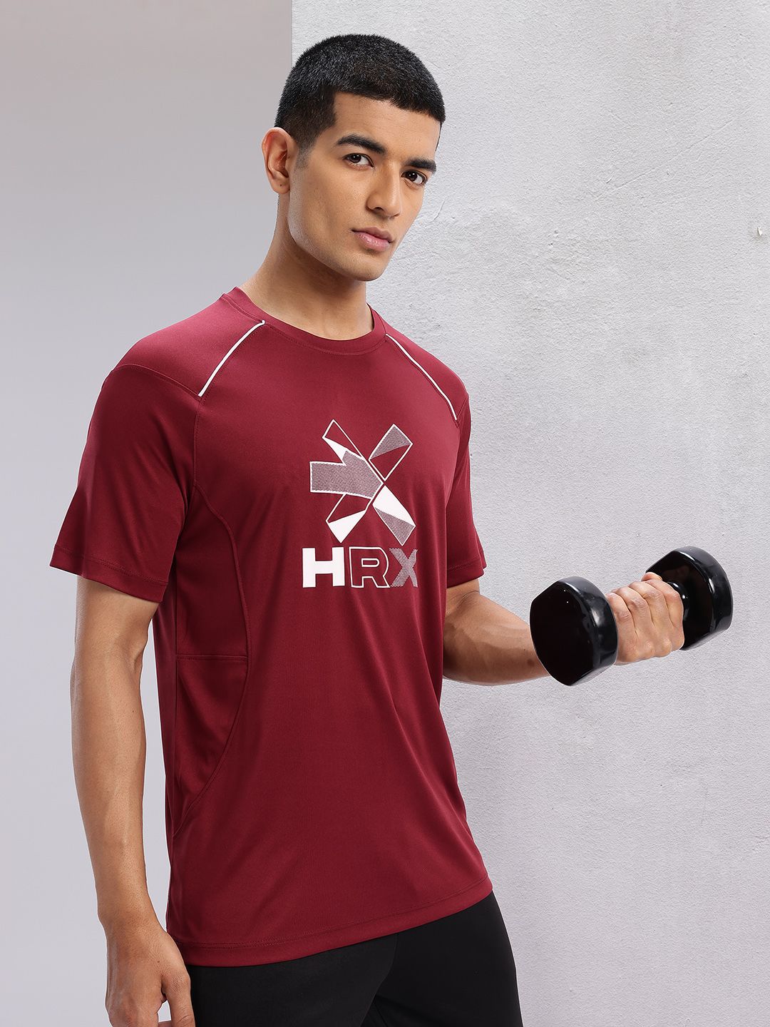 HRX by Hrithik Roshan Brand Logo Print Rapid-Dry Training T-shirt