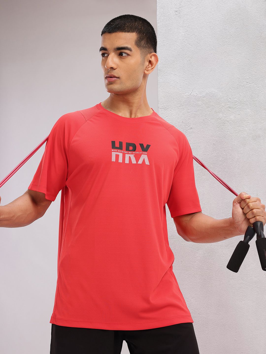 HRX by Hrithik Roshan Typography Print Rapid-Dry Training T-shirt