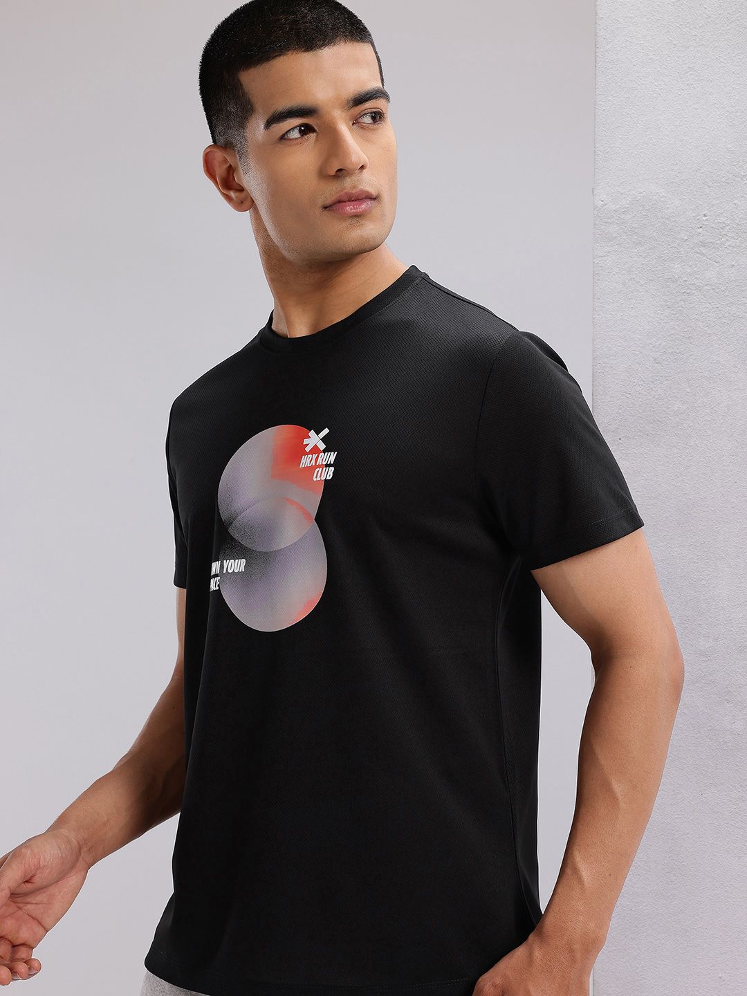 HRX by Hrithik Roshan Graphic Printed Perforated Rapid-Dry Running T-shirt