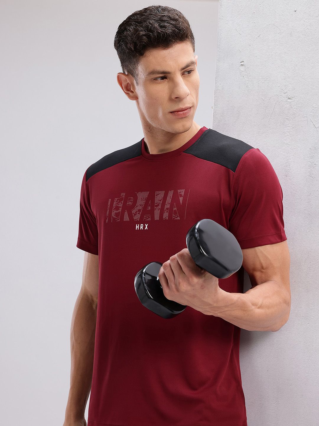 HRX by Hrithik Roshan Colourblocked Typography Print Rapid-Dry Training T-shirt
