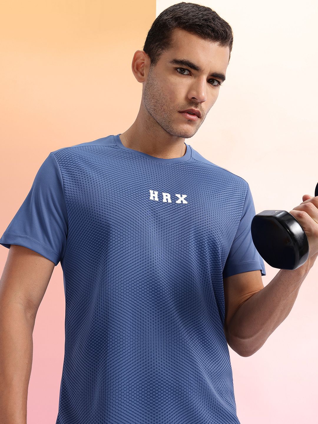 HRX by Hrithik Roshan Geometric Printed Rapid-Dry Training T-shirt