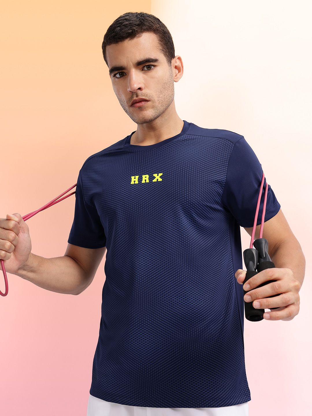 HRX by Hrithik Roshan Geometric Printed Rapid-Dry Training T-shirt