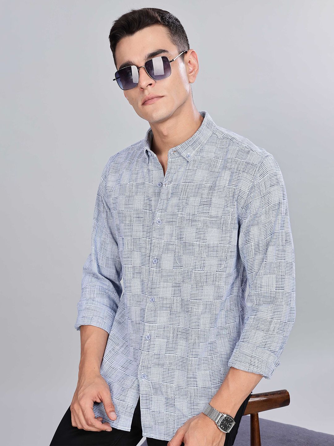 HERE&NOW Men Slim Fit Opaque Checked Casual Shirt
